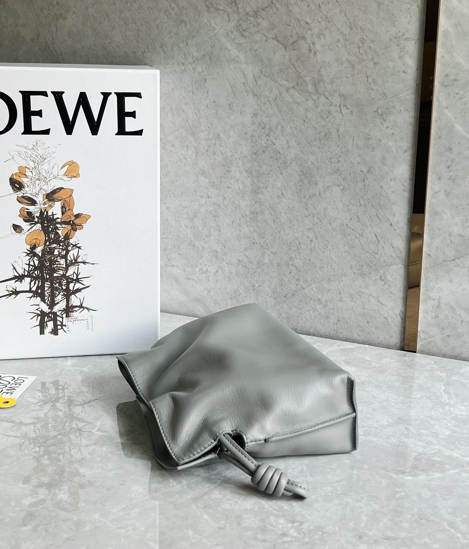 Loewe Mini Flamenco clutch in nappa calfskin Pearl Grey